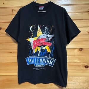 Disney World Planet Hollywood Millennium 2000 Black Vintage Tee Medium